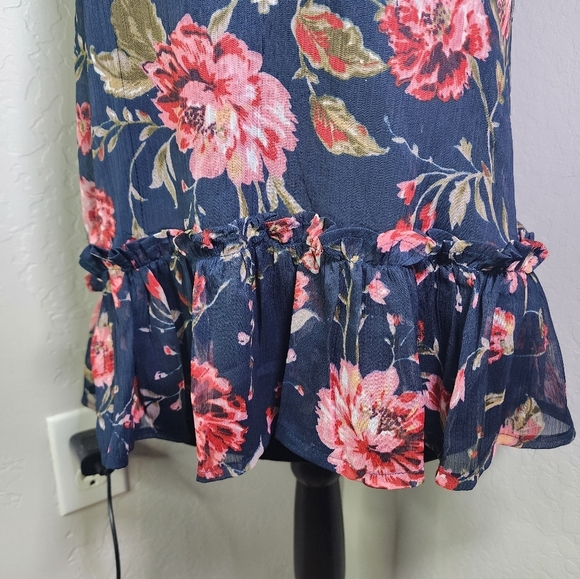 Patrons of Peace Boho Festival Navy Floral Tank Top Size Small - Picture 3 of 9